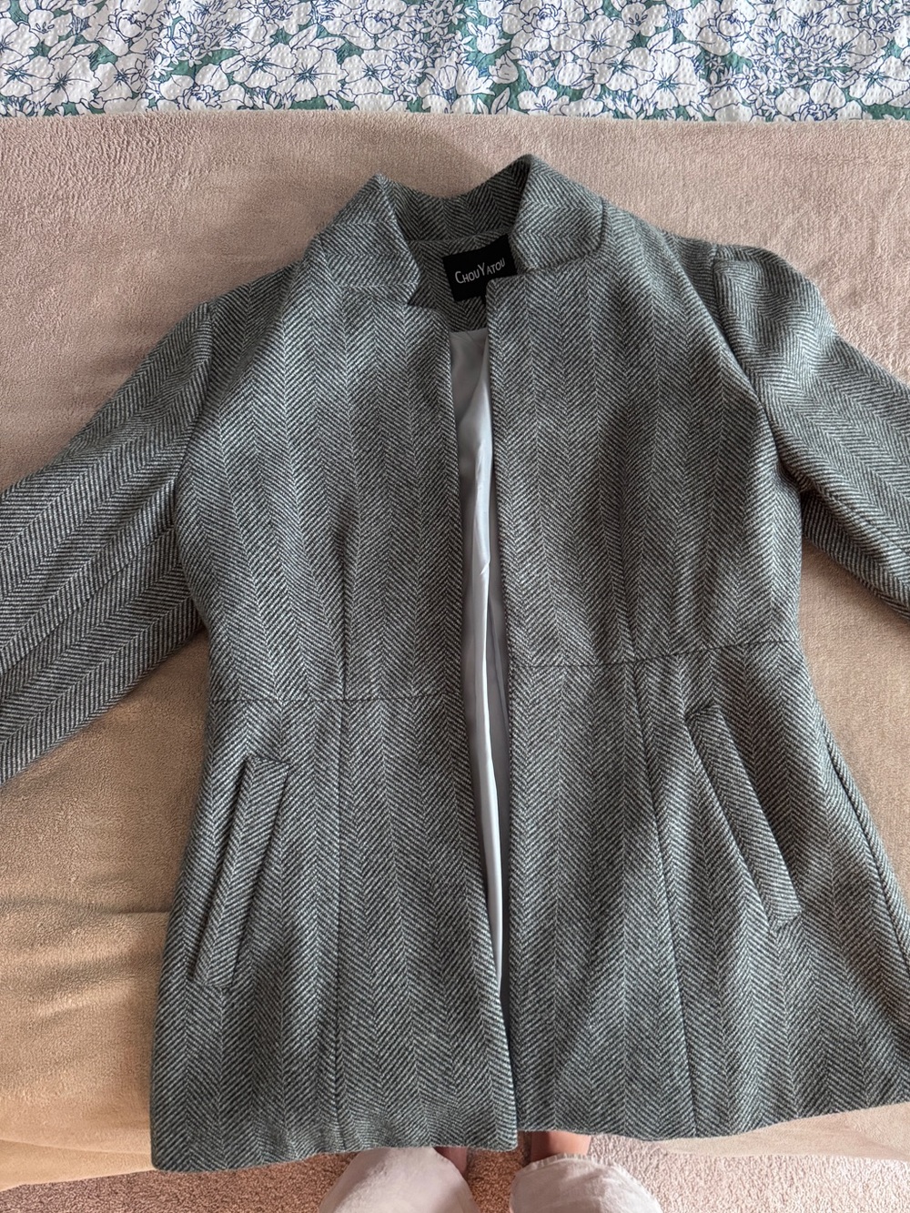 Women's Gray Herringbone blazer